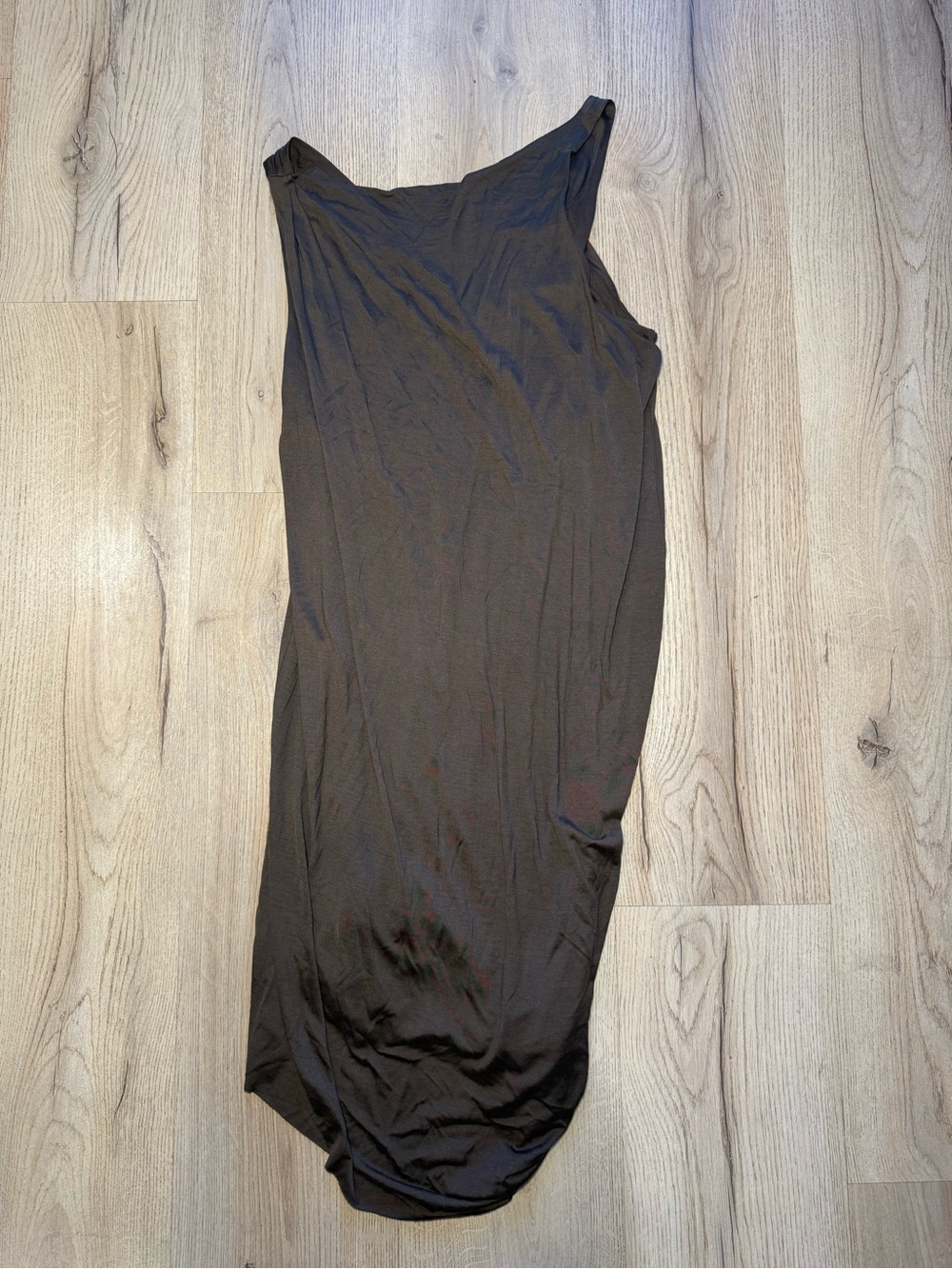 Helmut Lang Women’s Dark Brown Midi Silk Blend Tank Asymmetrical Dress Sz Medium